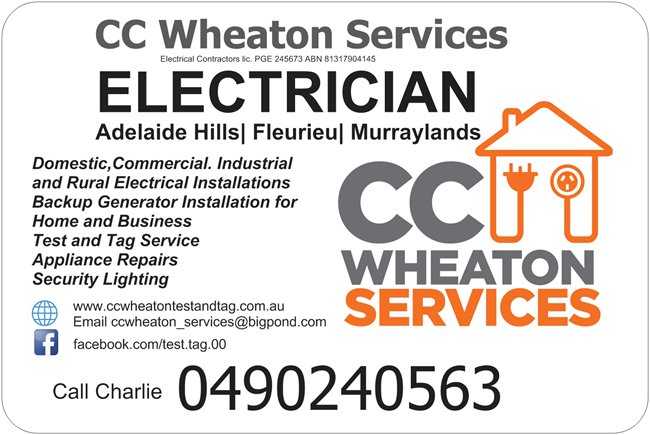 CC Wheaton Services | electrician | 12 St Andrews Dr, Strathalbyn SA 5255, Australia | 0490240563 OR +61 490 240 563