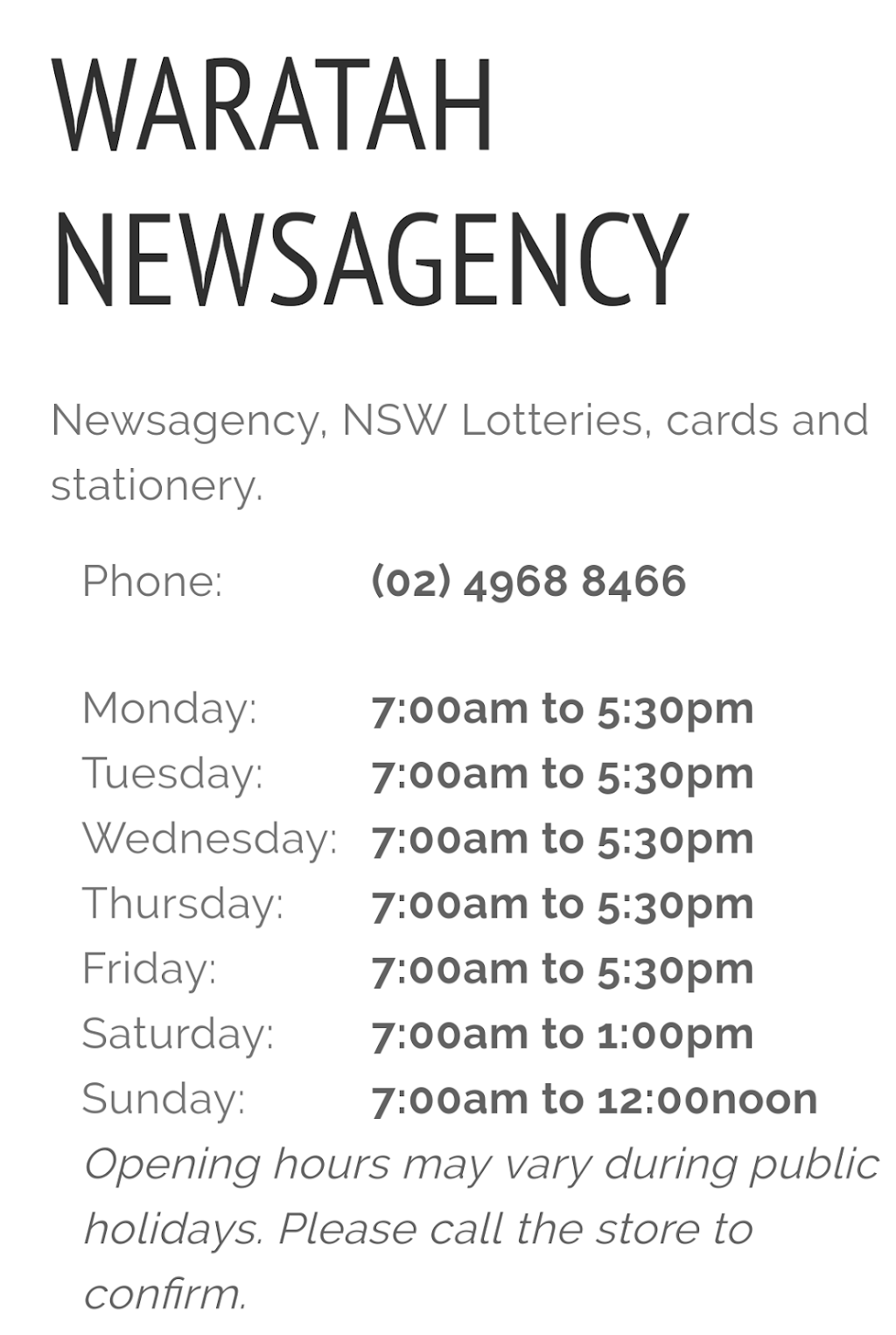 Waratah Newsagency | 91 Turton Rd, Waratah NSW 2298, Australia | Phone: (02) 4968 1627
