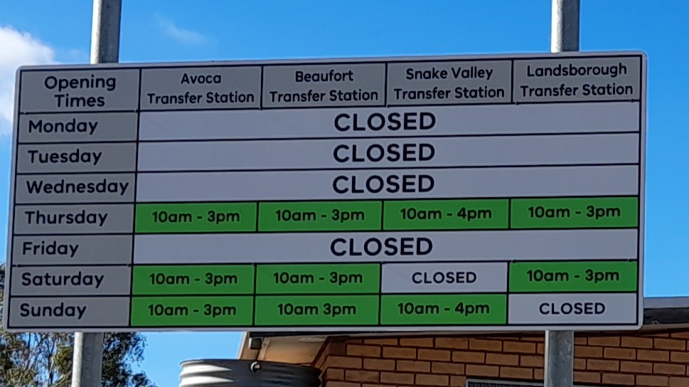 Avoca tranfer station | 71 Russell St, Avoca VIC 3467, Australia | Phone: 1300 797 363
