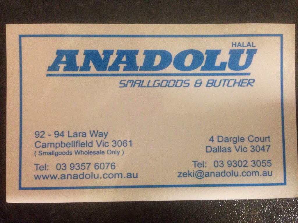 Anadolu Smallgoods (factory) | store | 92/94 Lara Way, Campbellfield VIC 3061, Australia | 0393576076 OR +61 3 9357 6076