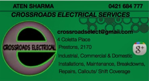 Crossroads Electrical Services | 4 Coletta Pl, Prestons NSW 2170, Australia | Phone: 0421 684 777