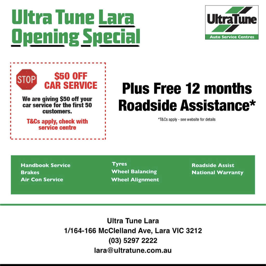 Ultra Tune Lara | 1/164-166 McClelland Ave, Lara VIC 3212, Australia | Phone: (03) 5297 2222