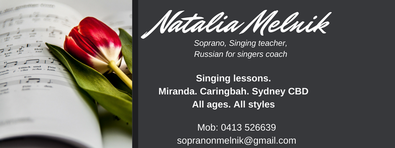 Natalia Melnik. Singer, singing teacher, Russian for singers coa | electronics store | 14 Junction St, Miranda NSW 2228, Australia | 0413526639 OR +61 413 526 639