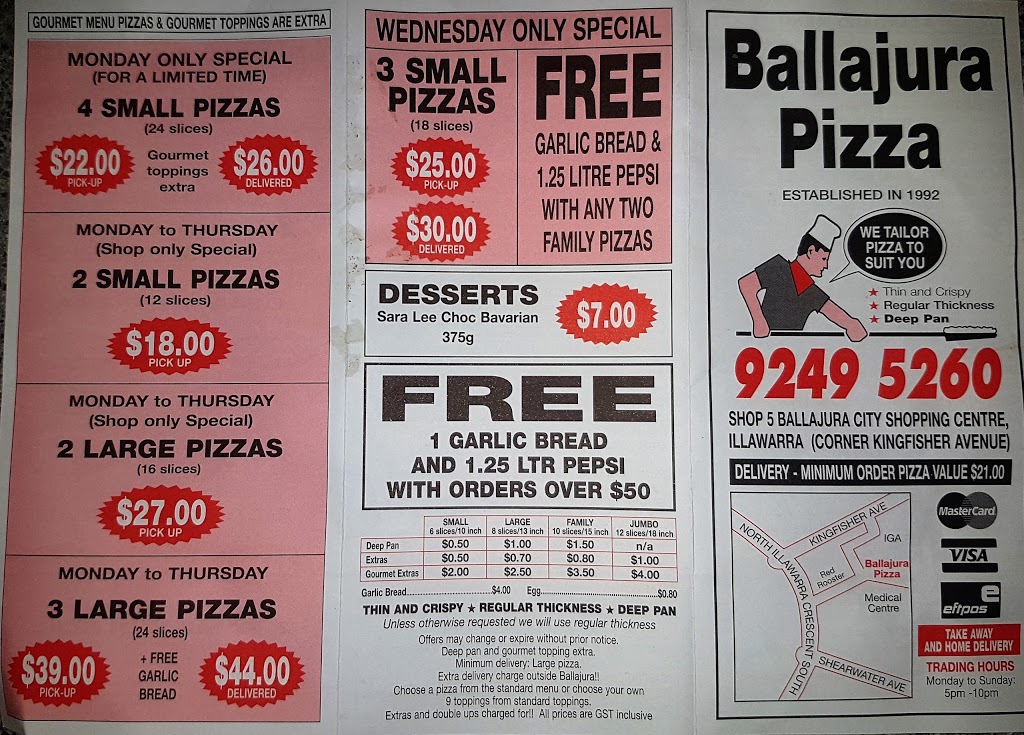 Ballajura Pizza | meal takeaway | 5/225 Illawarra Cres, Ballajura WA 6066, Australia | 0892495260 OR +61 8 9249 5260