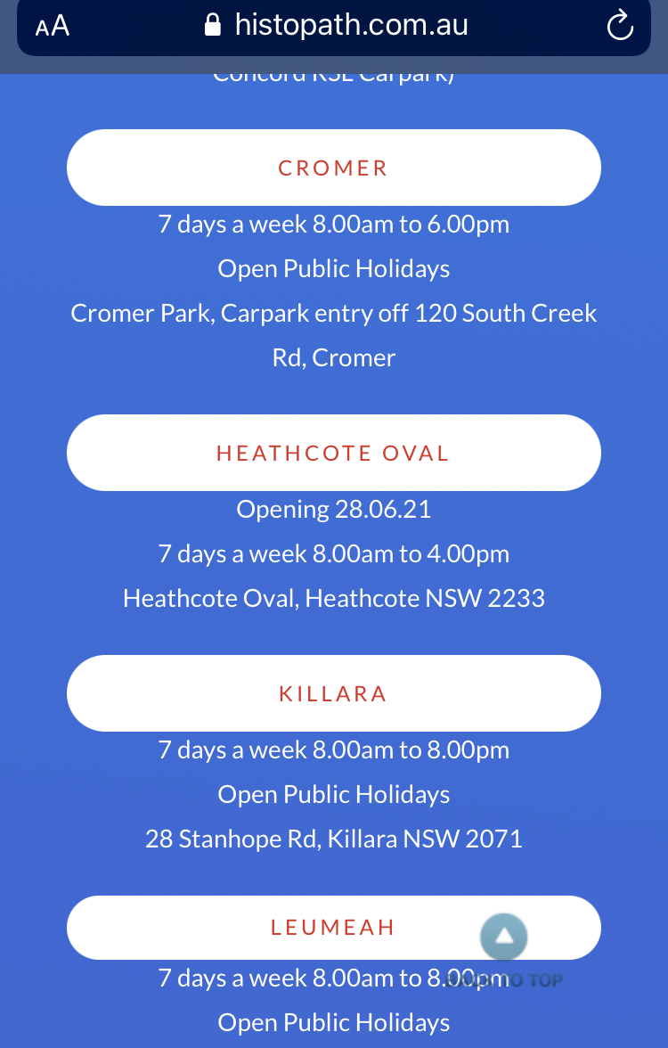 Heathcote Histopath Pathology Drive-through Clinic | Wilson Parade, Heathcote NSW 2233, Australia | Phone: (02) 9878 8111