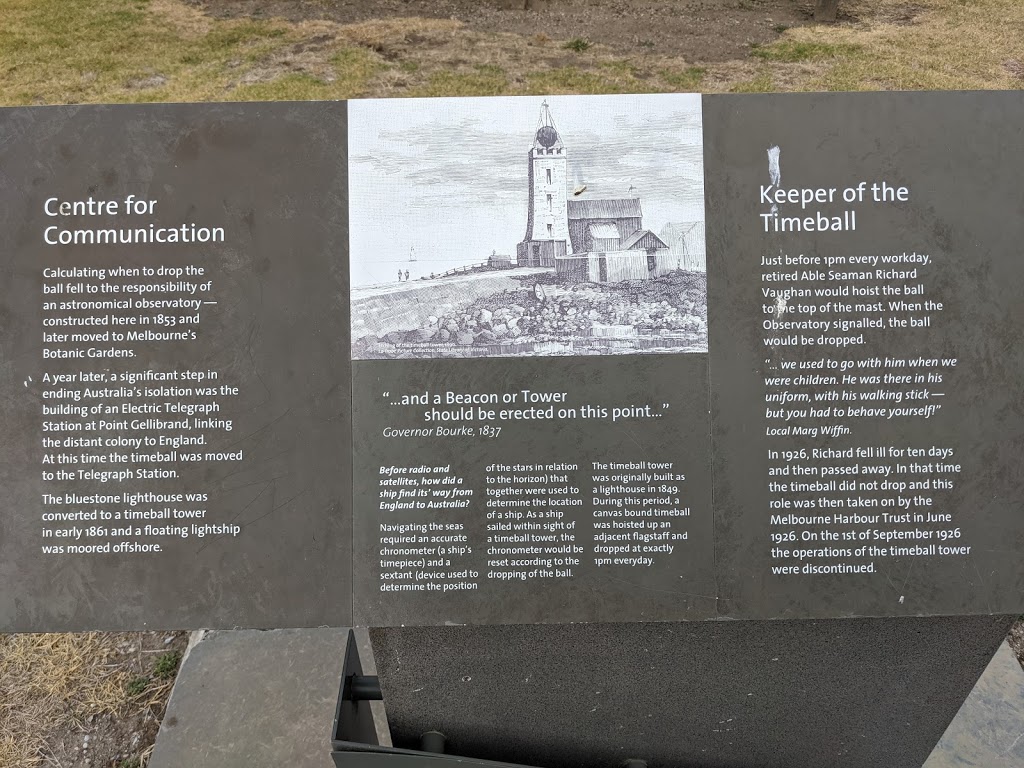 Williamstown Timeball Tower |  | Timeball Tower, Point Gellibrand Coastal Heritage Park, 6/18 Battery Rd, Williamstown VIC 3016, Australia | 0418970059 OR +61 418 970 059