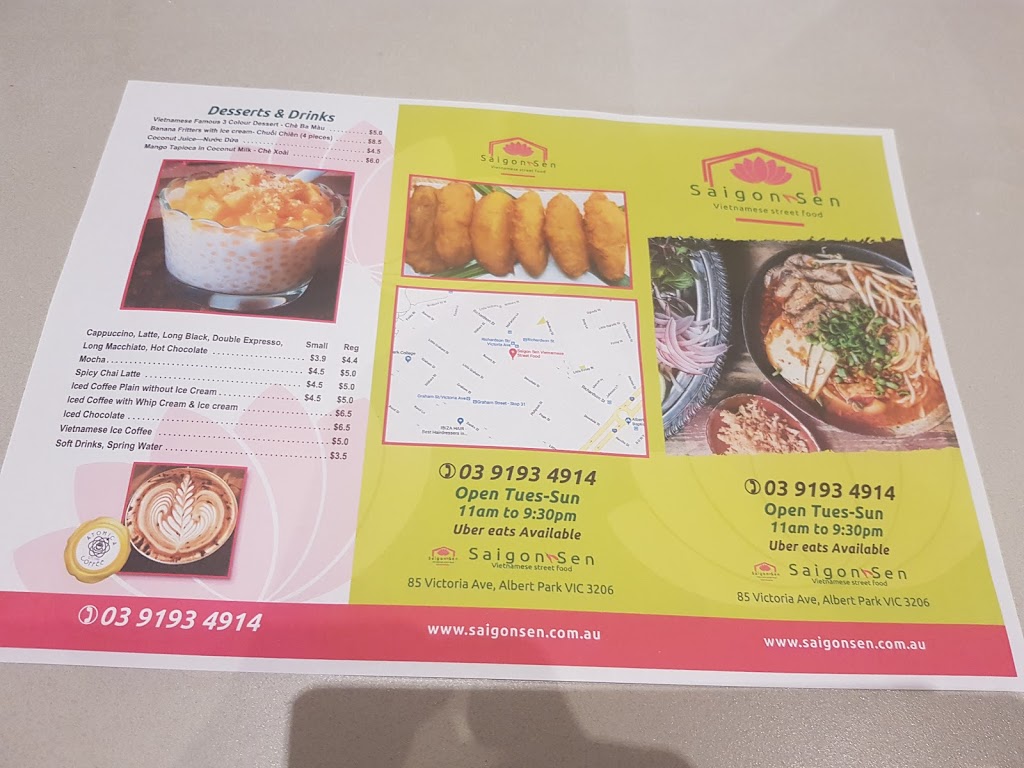 Saigon Sen Vietnamese Street Food | restaurant | 85 Victoria Ave, Albert Park VIC 3206, Australia | 0391934914 OR +61 3 9193 4914