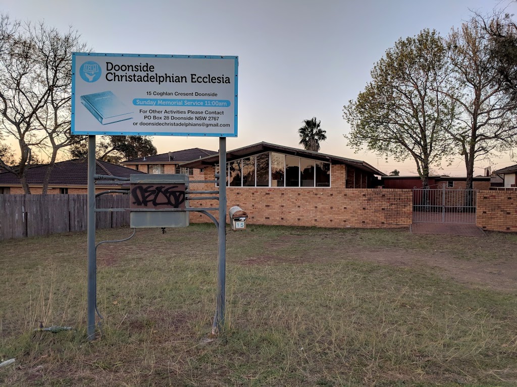 Doonside Christadelphian Ecclesia | 15 Coghlan Cres, Doonside NSW 2767, Australia | Phone: (02) 9622 1432