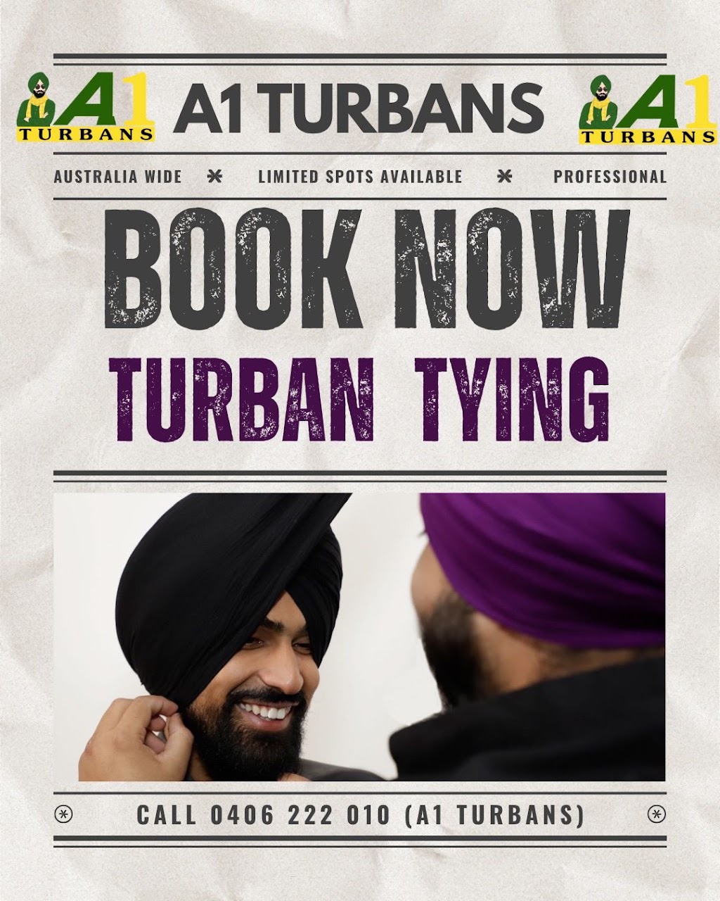 A1 Turbans | 43 Thicket Lp, Clyde North VIC 3978, Australia | Phone: 0406 222 010