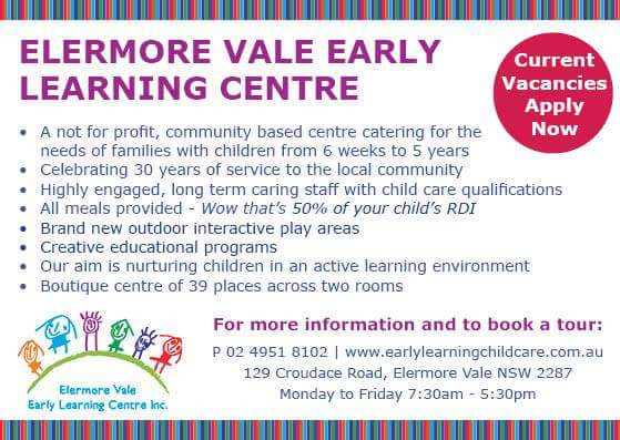Elermore Vale Early Learning Centre | school | 129 Croudace Rd, Elermore Vale NSW 2287, Australia | 0249518102 OR +61 2 4951 8102