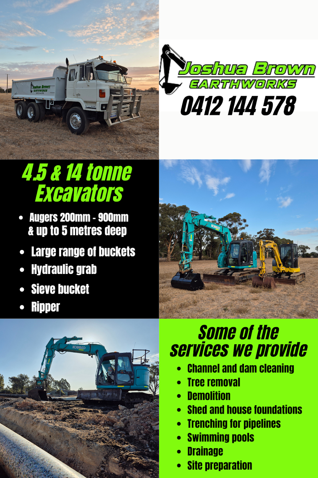 Joshua Brown Earthworks | 2 Wren St, Toolamba VIC 3614, Australia | Phone: 0412 144 578 Joshua Brown Earthworks | 2 Wren St, Toolamba VIC 3614, Australia | Phone: 0412 144 578