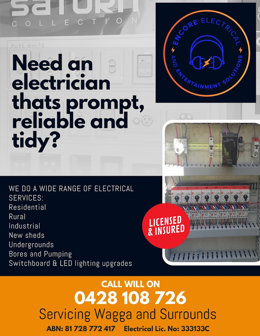 Encore Electrical & Entertainment Solutions | electrician | 2 Sackville Dr, Forest Hill NSW 2651, Australia | 0428108726 OR +61 428 108 726