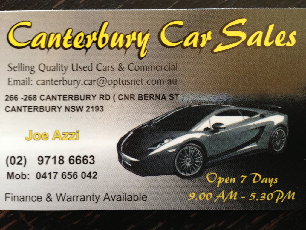 Canterbury Car Sales | 266-268 Canterbury Rd, Canterbury NSW 2193, Australia | Phone: (02) 9718 6663
