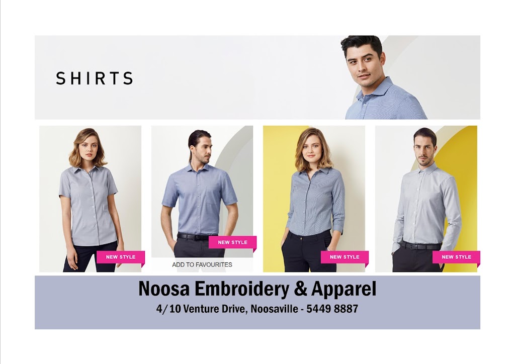 Noosa Embroidery & Apparel | clothing store | Located @ Noosa Trophy & Engraving Centre, Unit 4/10 Venture Dr, Noosaville QLD 4566, Australia | 0754498887 OR +61 7 5449 8887