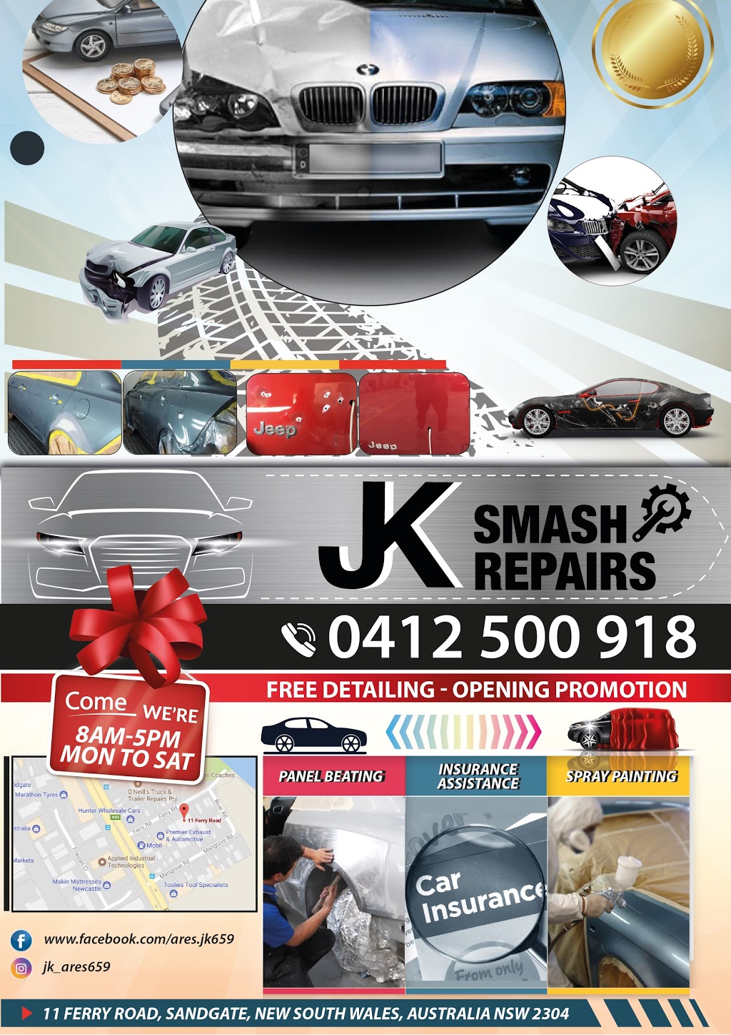 JK Smash Repairs | car repair | 11 Ferry Rd, Sandgate NSW 2304, Australia | 0249602289 OR +61 2 4960 2289