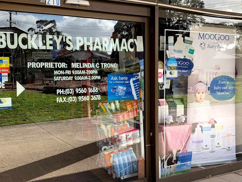 Buckleys Pharmacy | pharmacy | 210 Brandon Park Dr, Wheelers Hill VIC 3150, Australia | 0395601686 OR +61 3 9560 1686