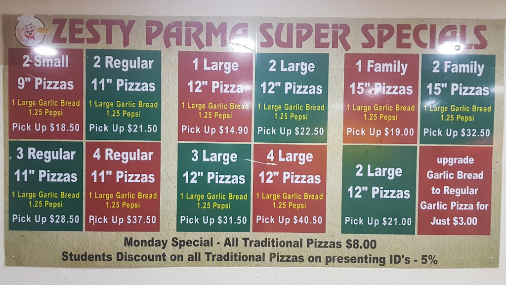 Zesty Parma Pizza And Pasta | meal delivery | 19 Camms Rd, Cranbourne VIC 3977, Australia | 0359968787 OR +61 3 5996 8787