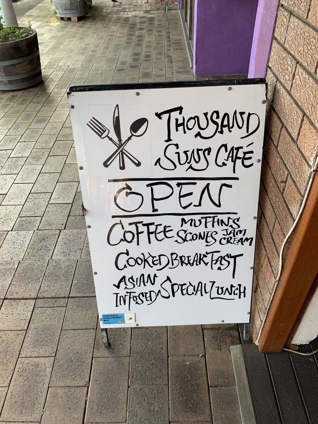 Thousand Suns Cafe | cafe | 93 Blackwood Ave, Augusta WA 6290, Australia | 0897119738 OR +61 8 9711 9738