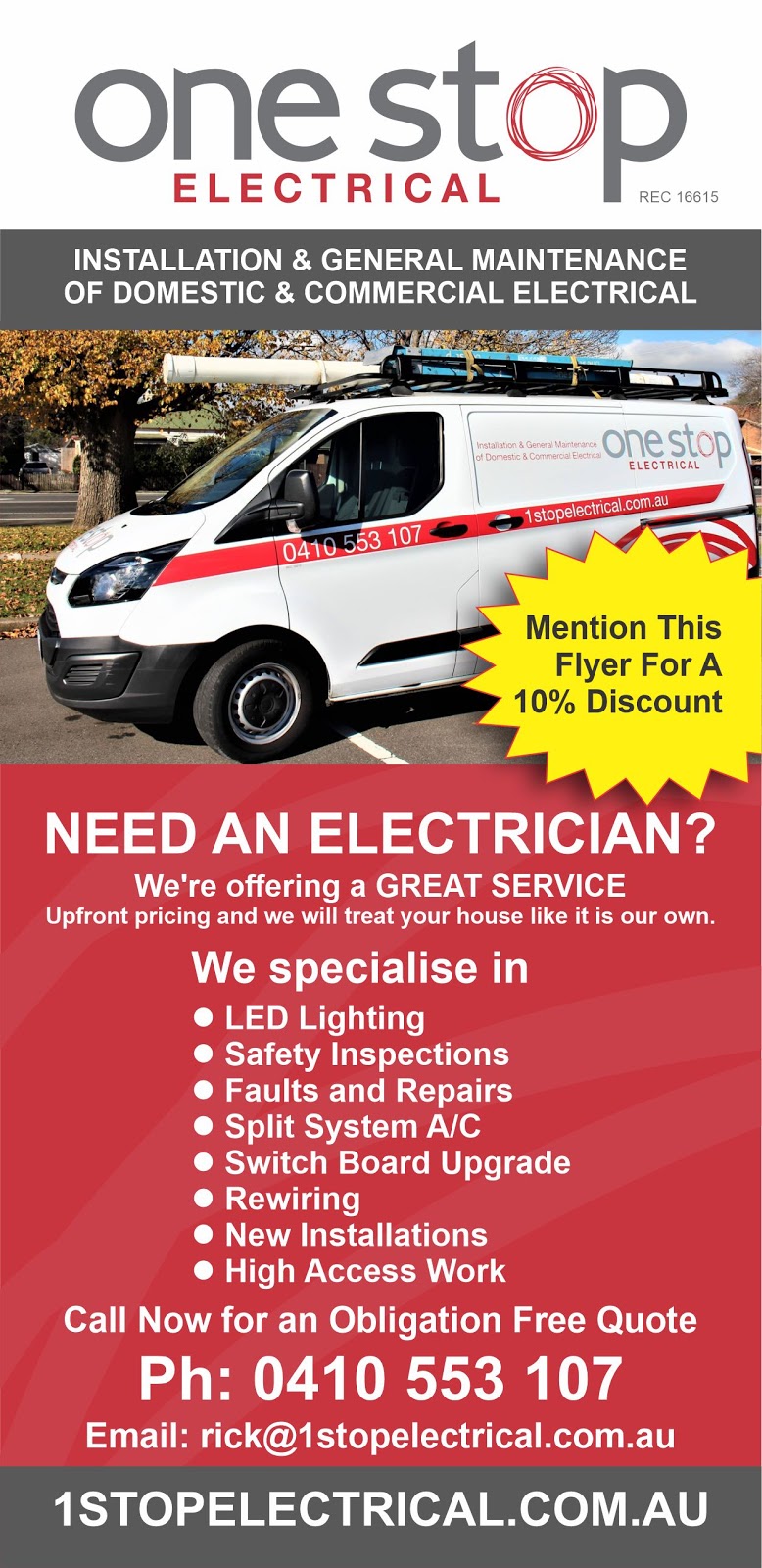 One Stop Electrical Contractors | electrician | 28 Shetland Way, Sunbury VIC 3429, Australia | 0410553107 OR +61 410 553 107