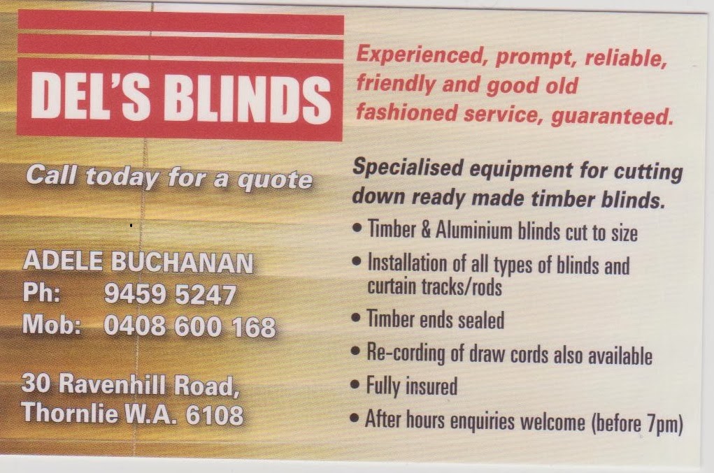 Dels Blind Cutting | home goods store | 30 Ravenhill Rd, Thornlie WA 6108, Australia | 0894595247 OR +61 8 9459 5247