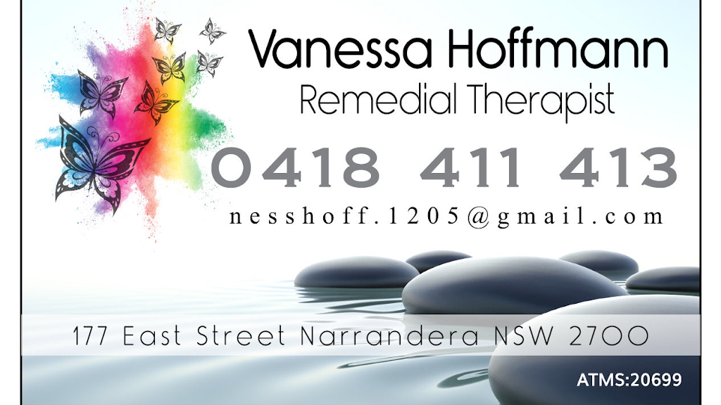 Vanessa Hoffmann Remedial Therapist | health | Hartigan Lane Entrance, 177 East St, Narrandera NSW 2700, Australia | 0418411413 OR +61 418 411 413