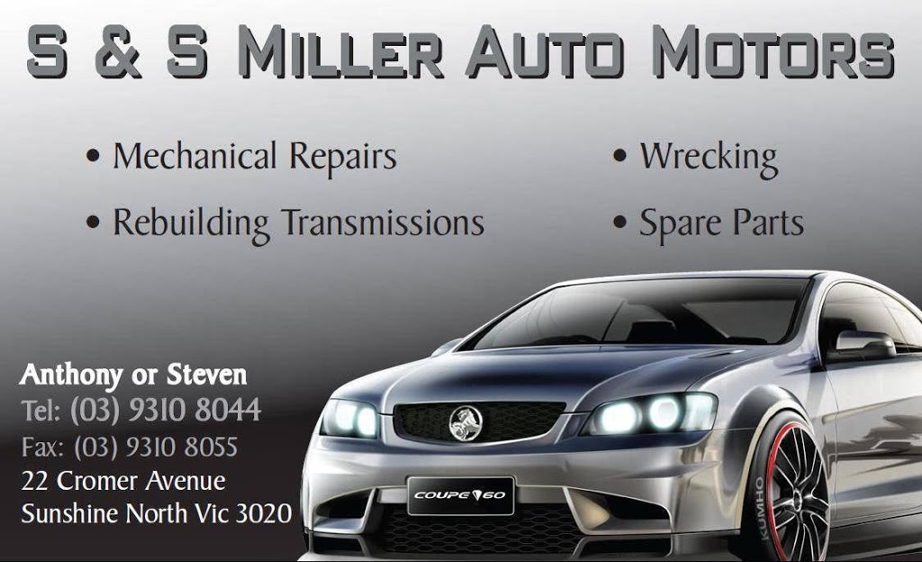 S&S Miller Auto Motors | car repair | 22 Cromer Ave, Sunshine North VIC 3020, Australia | 0393108044 OR +61 3 9310 8044