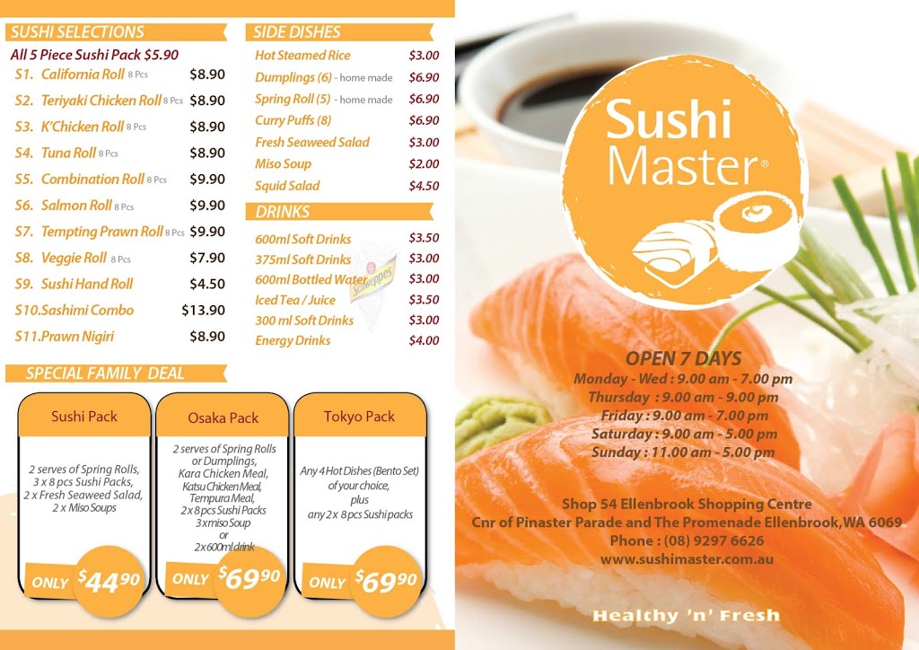 Sushi Master & DancinWok | restaurant | Pinaster Parade And The Promenade, Ellenbrook WA 6069, Australia | 0892976626 OR +61 8 9297 6626