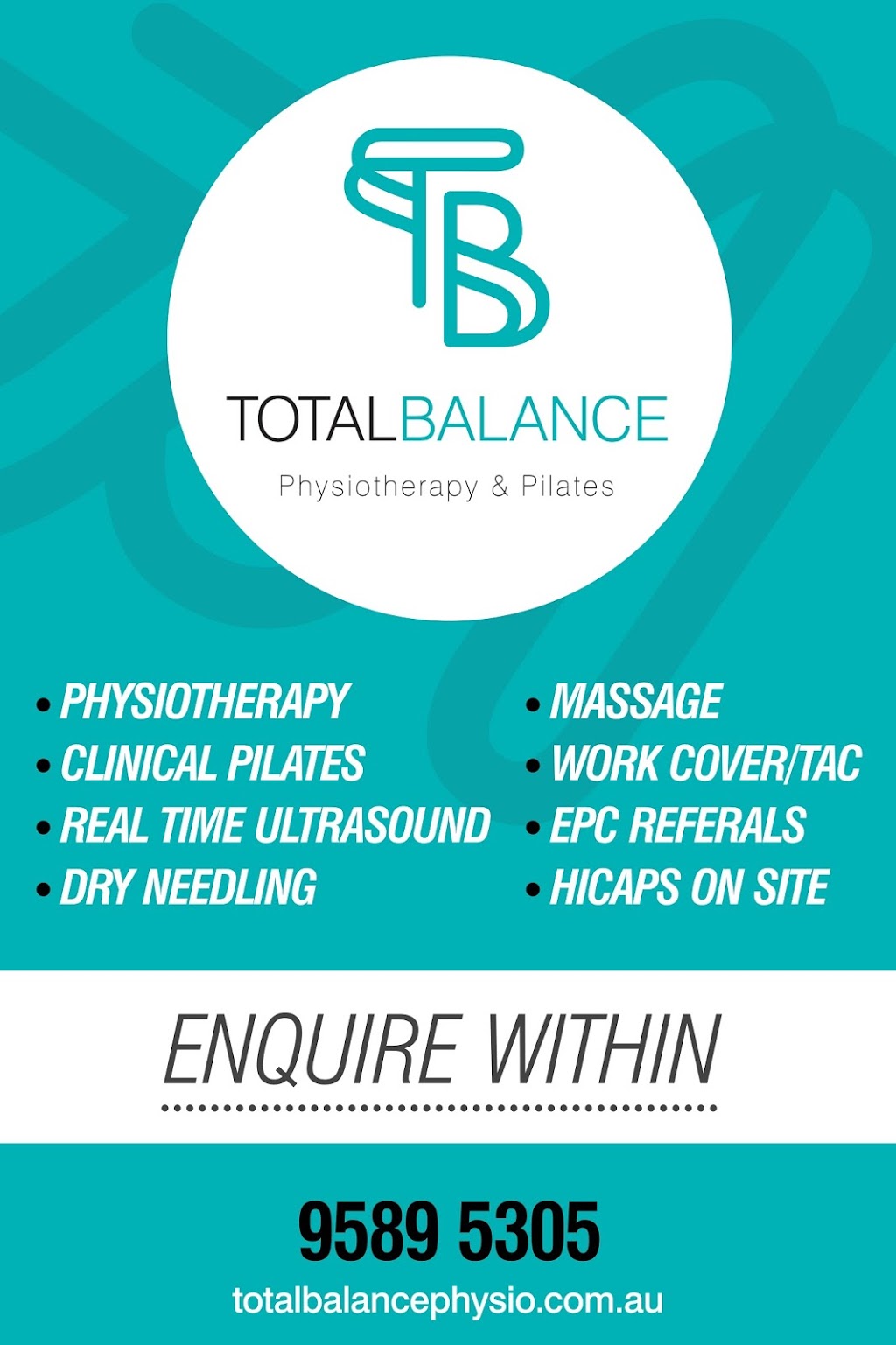 Total Balance Physiotherapy and Pilates | physiotherapist | 29 Bluff Rd, Black Rock VIC 3193, Australia | 0395895305 OR +61 3 9589 5305