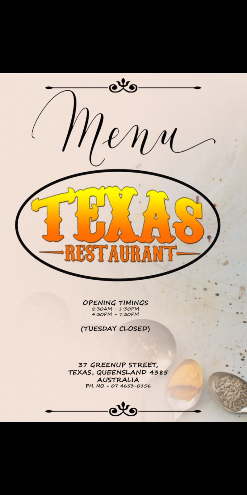 Texas Restaurant | 37 Greenup St, Texas QLD 4385, Australia | Phone: (07) 4653 0156