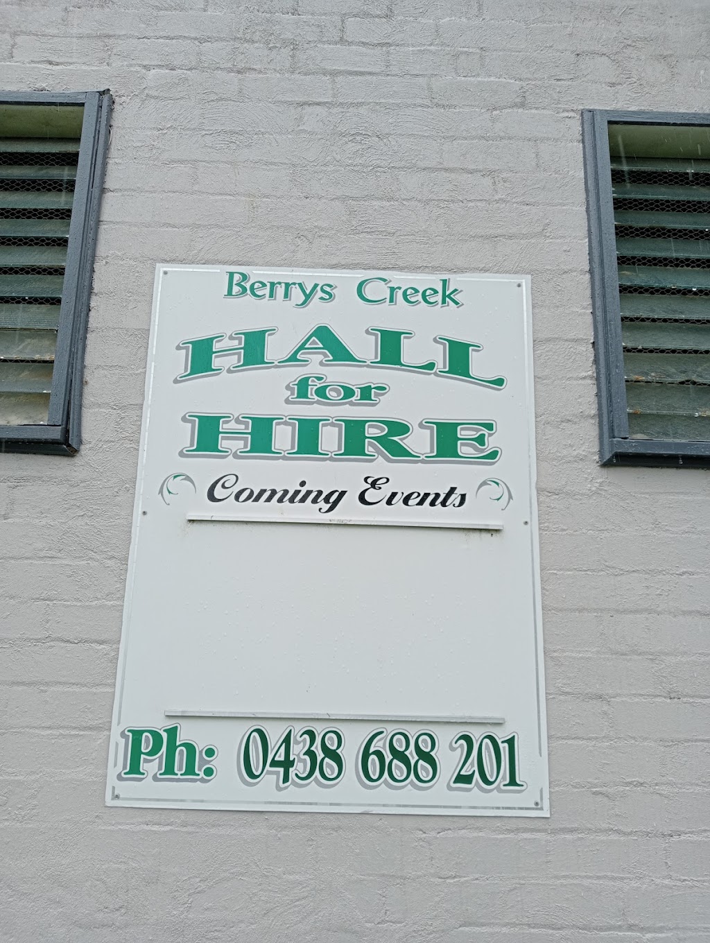 Berrys Creek hall |  | 20 Berrys Creek Rd, Berrys Creek VIC 3953, Australia | 0438688201 OR +61 438 688 201