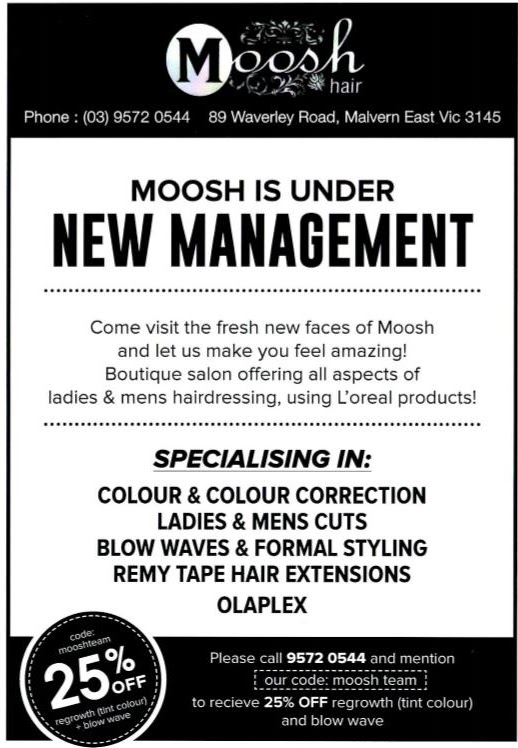 Moosh Hair | hair care | 89 Waverley Rd, Malvern East VIC 3145, Australia | 0395720544 OR +61 3 9572 0544