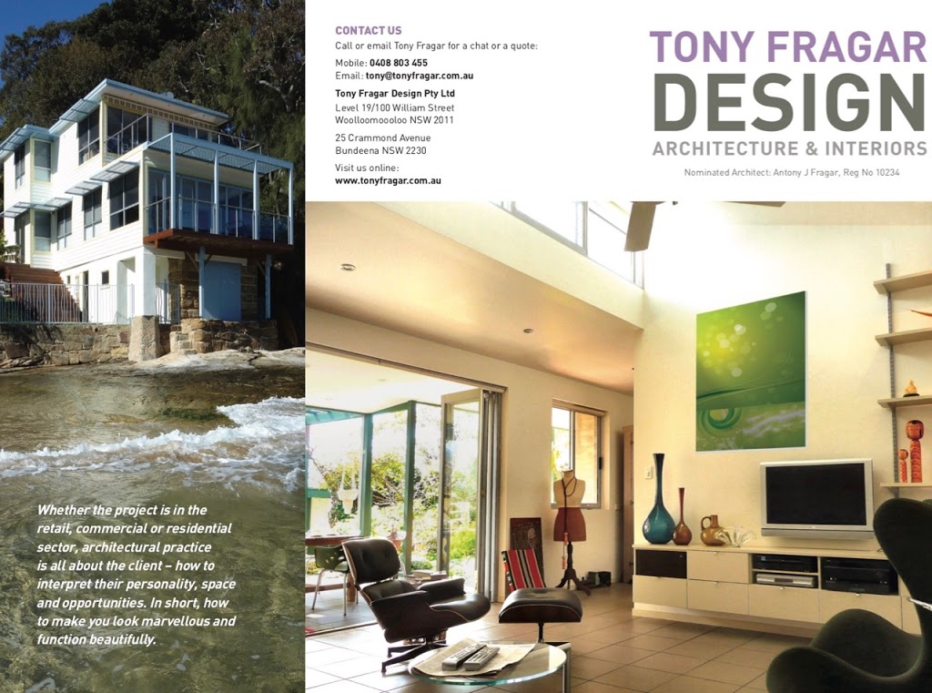 Tony Fragar Design Architect Pty Ltd | 25 Crammond Ave, Bundeena NSW 2230, Australia | Phone: 1300 213 429