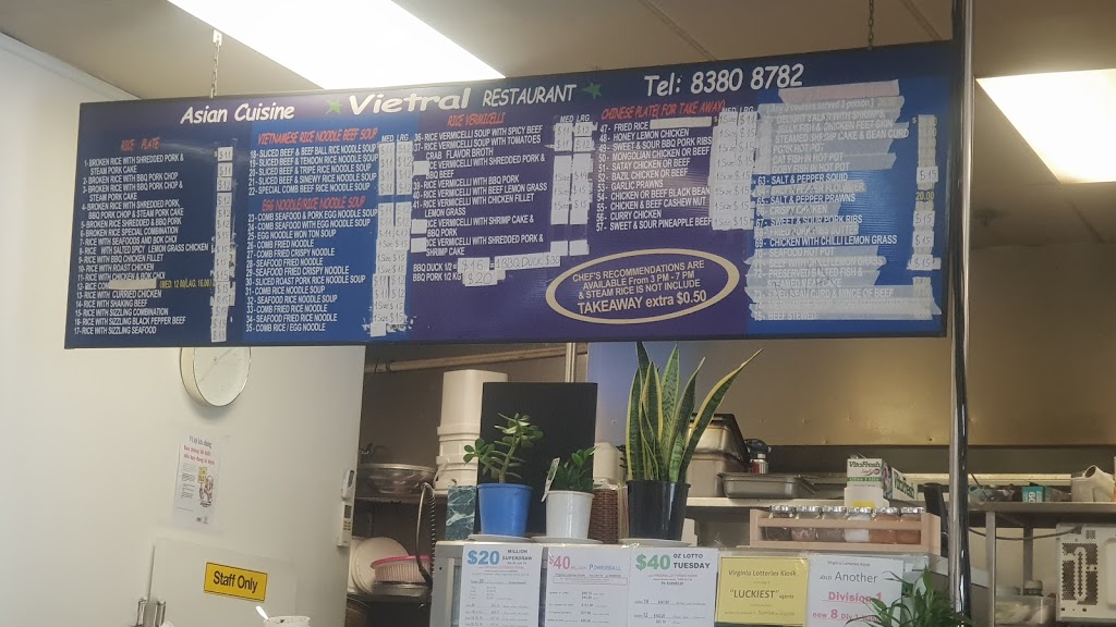Vietral Restaurant | meal takeaway | Shop 4, Virginia Shopping Centre, 18 Old Port Wakefield Rd, Virginia SA 5120, Australia | 0883808782 OR +61 8 8380 8782