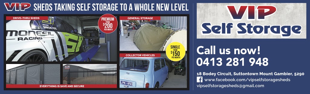 VIP Self Storage | storage | 18 Bodey Circuit, Suttontown SA 5290, Australia | 0413281948 OR +61 413 281 948