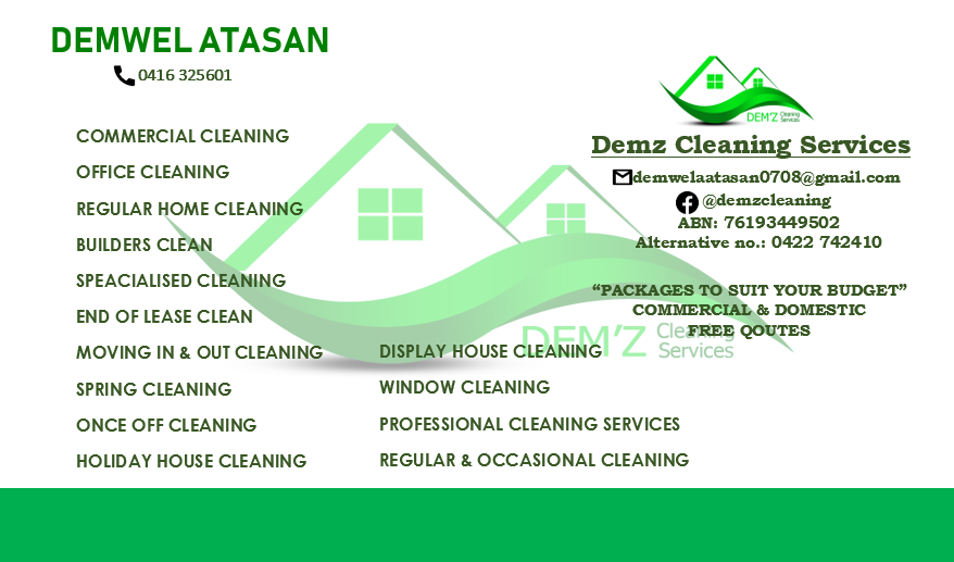 Demz Cleaning Services |  | 116 Mustang Dr, Sanctuary Point NSW 2540, Australia | 0416325601 OR +61 416 325 601