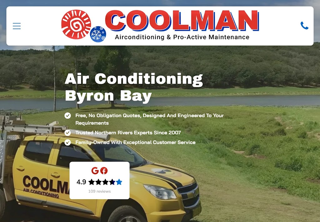 COOLMAN AIRCONDITIONING | 121 Bundaleer Rd, Broken Head NSW 2481, Australia | Phone: 0422 291 433