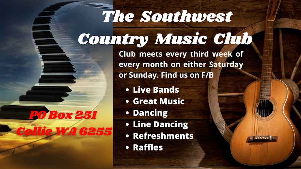 The South West Country Music Club Inc |  | Community Hall, 37 Russell Rd, Burekup WA 6235, Australia | 0467070248 OR +61 467 070 248