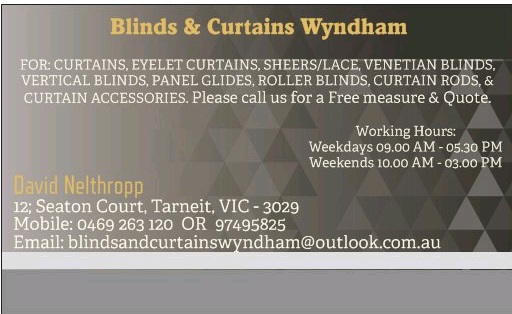Blinds & Curtains Wyndham - Roller Blinds, Curtain Rods, Curtain | home goods store | 12 Seaton Ct, Tarneit VIC 3029, Australia | 0469263120 OR +61 469 263 120