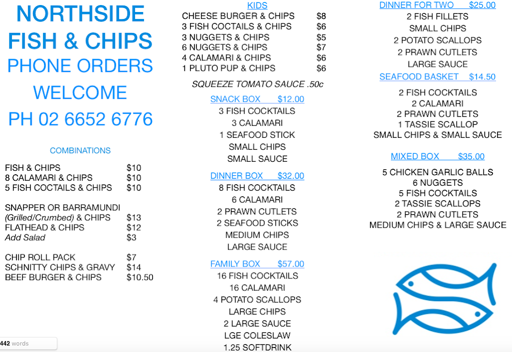 Northside Fish & Chips | meal takeaway | 75 Park Beach Rd, Coffs Harbour NSW 2450, Australia | 0266526776 OR +61 2 6652 6776