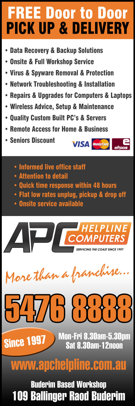 APC COMPUTER REPAIRS | electronics store | 109 Ballinger Rd, Buderim QLD 4556, Australia | 0754768888 OR +61 7 5476 8888