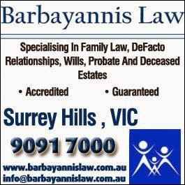 Barbayannis Lawyers | lawyer | 599 Canterbury Rd, Surrey Hills VIC 3127, Australia | 0390917000 OR +61 3 9091 7000
