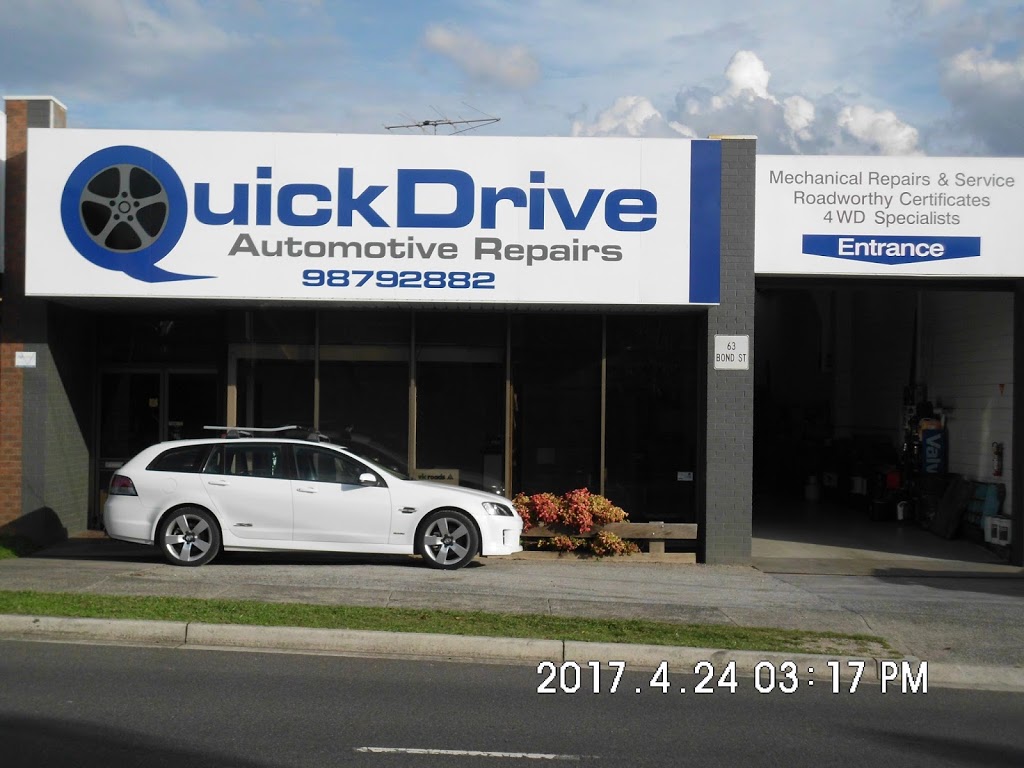 Quickdrive Automotive Repairs Pty ltd | car repair | 63 Bond St, Ringwood VIC 3134, Australia | 0398792882 OR +61 3 9879 2882