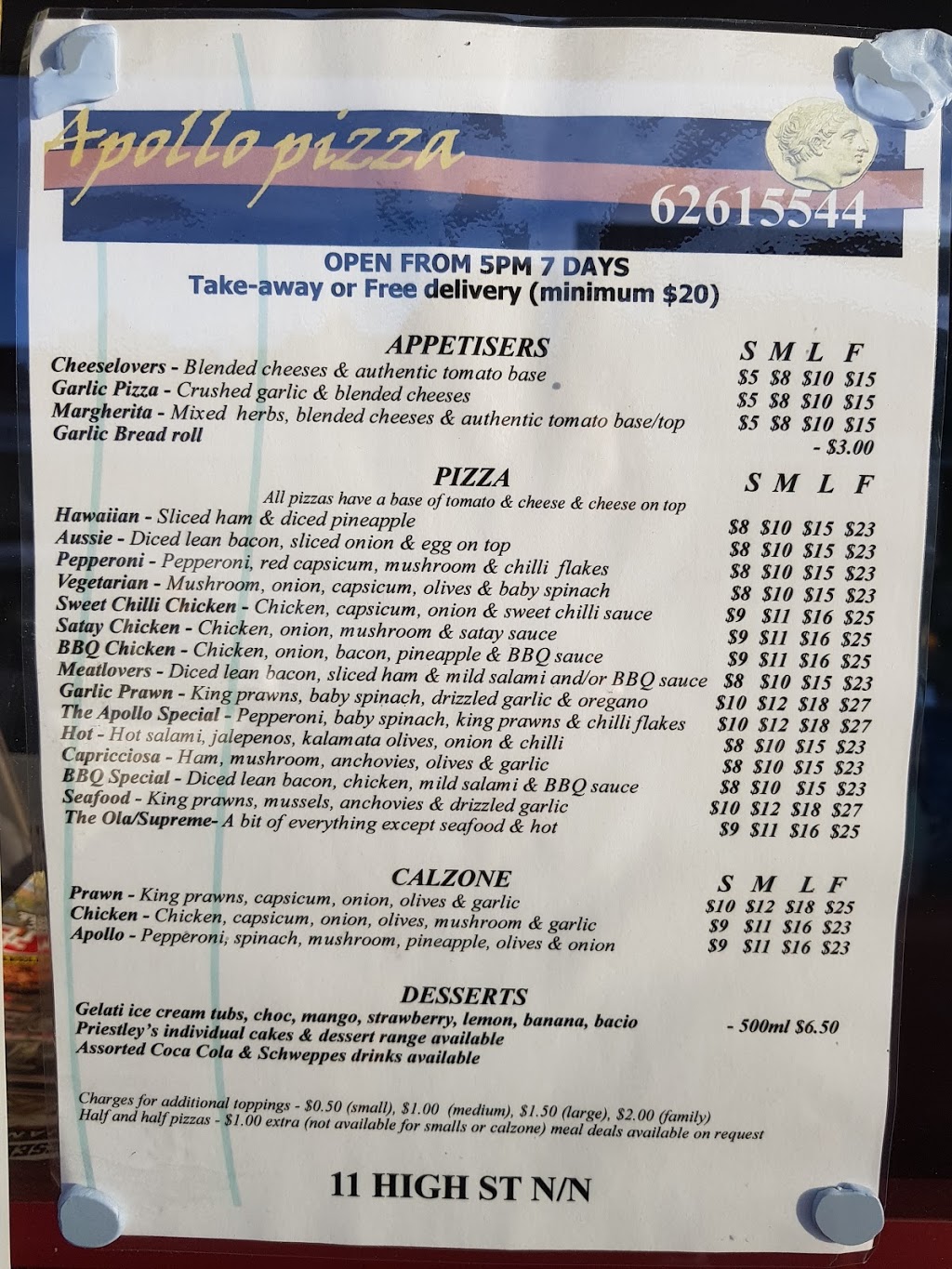 Apollo Pizza | 11 High St, New Norfolk TAS 7140, Australia | Phone: (03) 6261 5544