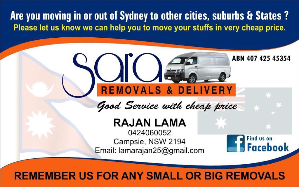 Sara Removals | moving company | 27 Dryden St, Campsie NSW 2194, Australia | 0424060052 OR +61 424 060 052