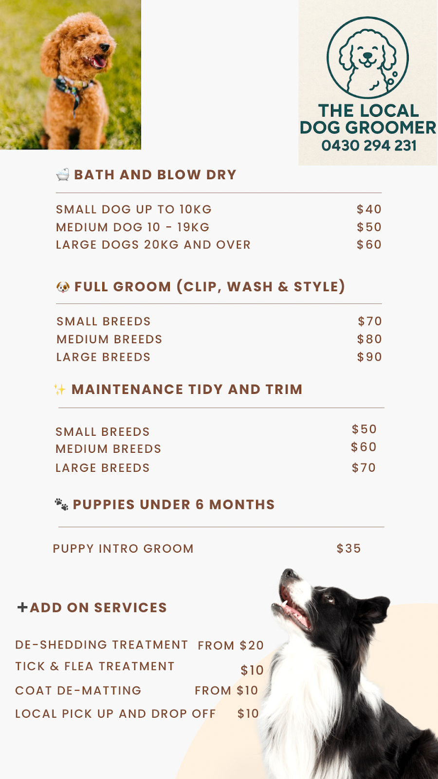 The Local Dog Groomer | 10 Wingadee Rd, Maryknoll VIC 3812, Australia | Phone: 0430 294 231