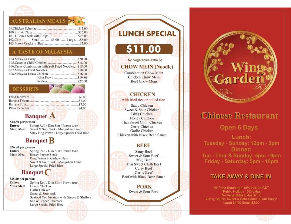Wing Garden Chinese Restaurant | 24 Tooloon St, Coonamble NSW 2829, Australia | Phone: 0488 398 474