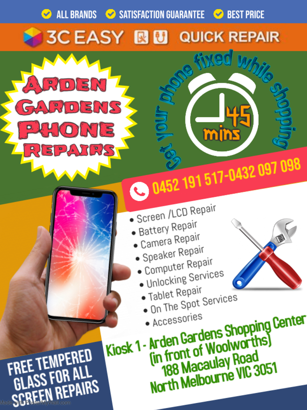 3C Easy Phone & Computer Repairs - Accessories |  | 188 Macaulay Rd, North Melbourne VIC 3051, Australia | 0452191517 OR +61 452 191 517