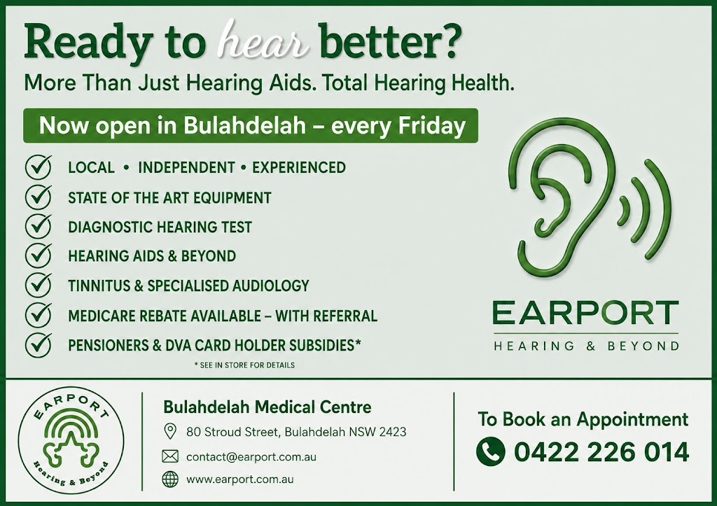 Earport Audiology Bulahdelah | 80 Stroud St, Bulahdelah NSW 2430, Australia | Phone: 0422 226 014