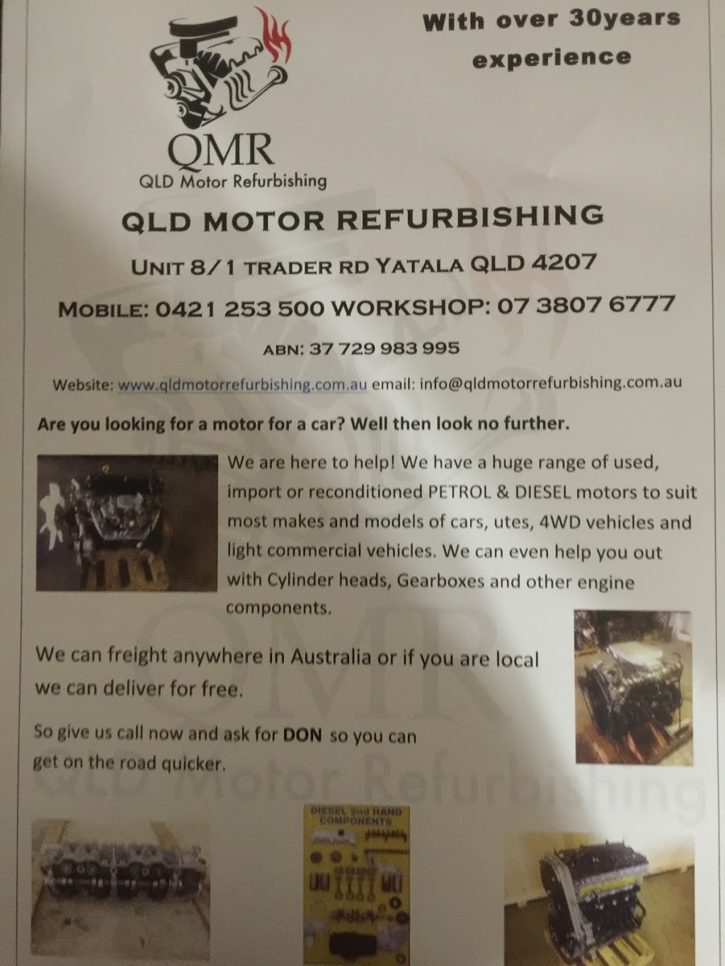 Qld Motor Refurbishing | 8/1-3 Trader Rd, Yatala QLD 4207, Australia | Phone: (07) 3807 6777